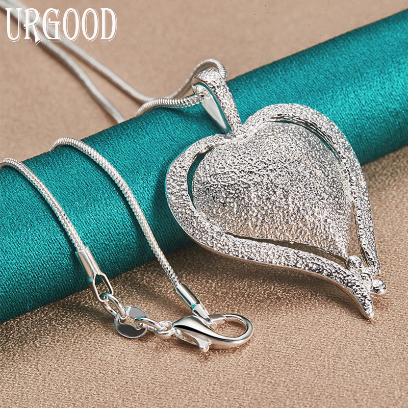 

925 Sterling Silver Heart Pendant Necklace 16-30 Inch Chain For Women Party Engagement Wedding Fashion Jewelry