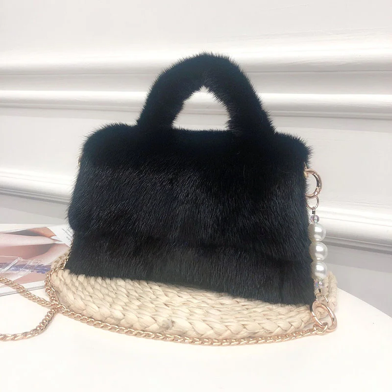 Designer Bags Natural Fur Handbag New Wave Party Fur Handbags Luxury Mink Fur Ladies Hand Bag Crossbody Fashion Shoulder Bags