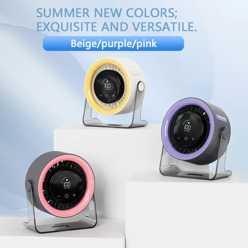 

Новинка 2025 года, 3000 мАч, настольный маленький вентилятор Whirlwind, домашний маленький неперфорированный настенный электрический вентилятор, офисный цифровой настольный вентилятор