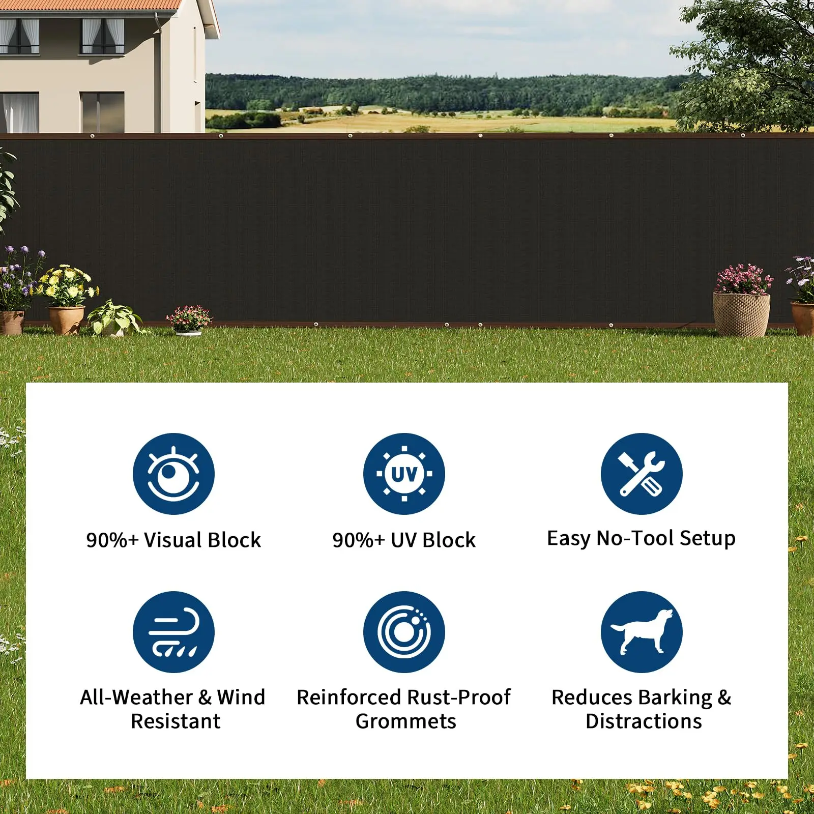 

6x50 FT Garden Privacy Screen Fence Net, 180 GSM HDPE Shade Cloth Privacy Mesh Cover For Garden Yard Patio Fence