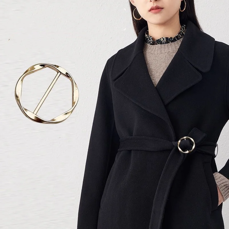 إبزيم معدني ياباني للنساء ، بسيط وعصري ، إبزيم وشاح دائري ، زاوية معقودة ، تعديل حزام ، تي شيرت