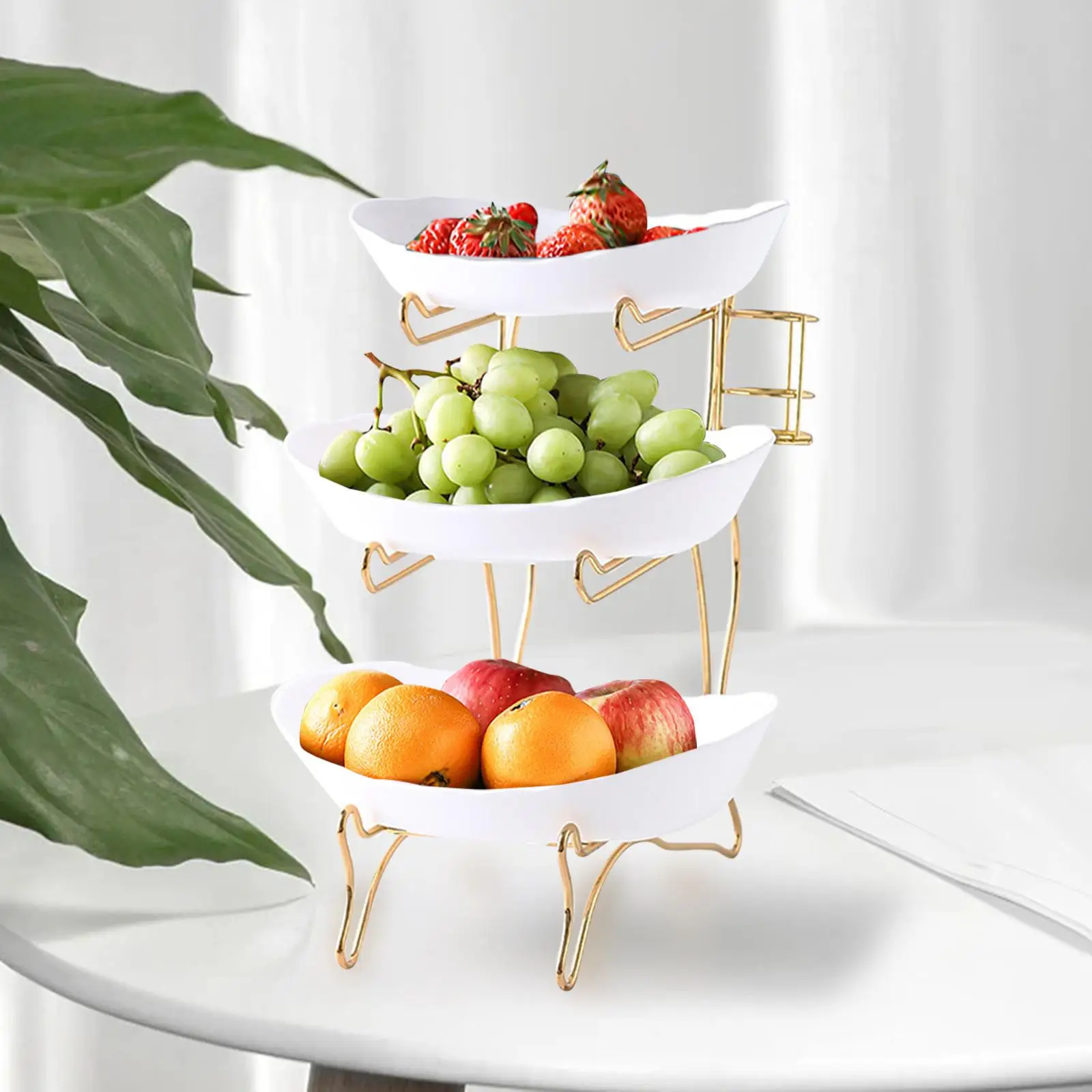 Tiered Fruit Bowl Basket Tea Platter for Candy Countertop Banquet Office Bathroom