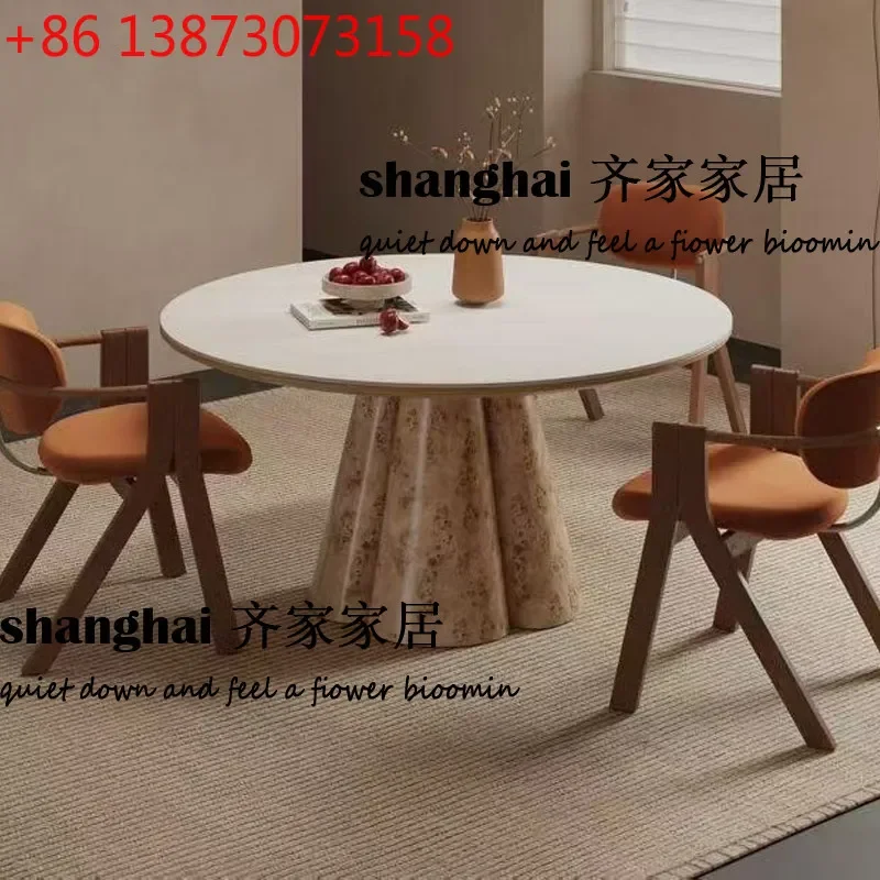 Nordic minimalist natural marble restaurant wabi-sabi designer minimalist modern dining table