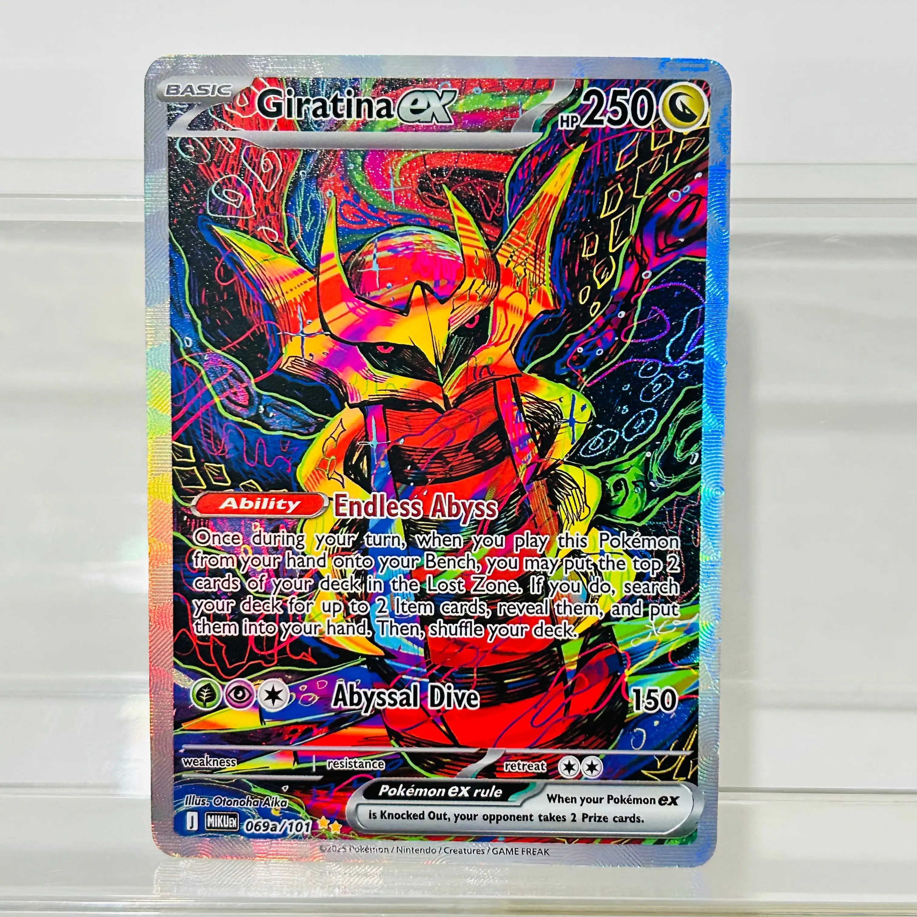 Cartão Holográfico Pokémon Giratina EX 069a/101 Versão em Inglês, Textura em Folha DIY, Condição Perfeita, Cartão Premium para Coleção de Anime