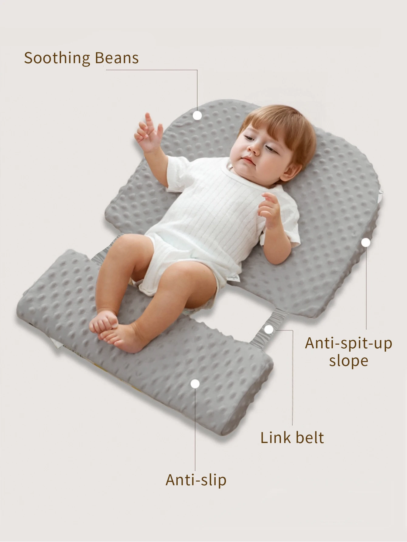 وسادة إسفين للأطفال لمنع البصق، وسادة منحدر للأطفال مضادة للبصق، وسادة دعم جسم الرضع