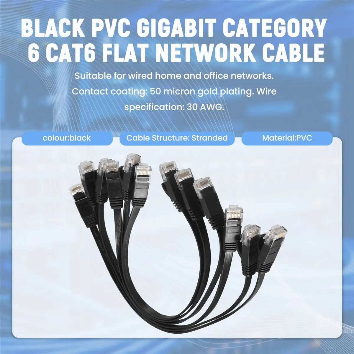 ~【On Sale】6 Pcs 1 Ft Flat Internet Network Cable Solid Cat6 High Speed Patch Lan Wire With Snagless Rj45 Connectors