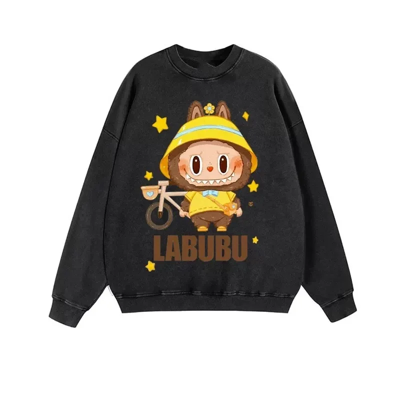 Autumn Oversize Cartoon Labubu Headless Black Hoodie Women 2024 New Cute Printed Lazy Style Long Sleeve Top Fashion Joker Gift