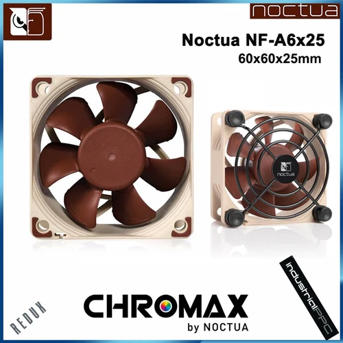 Noctua NF-A6x25 PWM ventilador con cubierta de computadora 60mm 5V/12V Control de temperatura inteligente 3 pines/4 pines ventilador enfriador de CPU silencioso