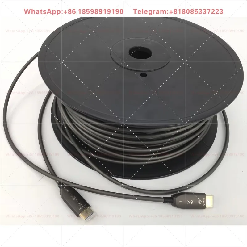100M Armored Fiber Optic HDMI2.1 AOC Cable 48Gbps 8K  HDR 10 Gigabit For Event LED Display Screen With Screw Protection Cap