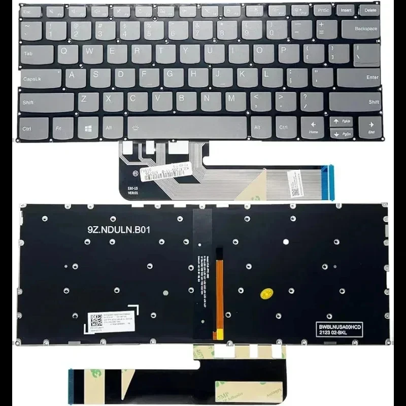 Teclado retroiluminado con diseño estadounidense compatible con Lenovo Yoga 730-13IKB 730-13IWL 730-15IKB 730-15IWL 530-14IKB Series JM