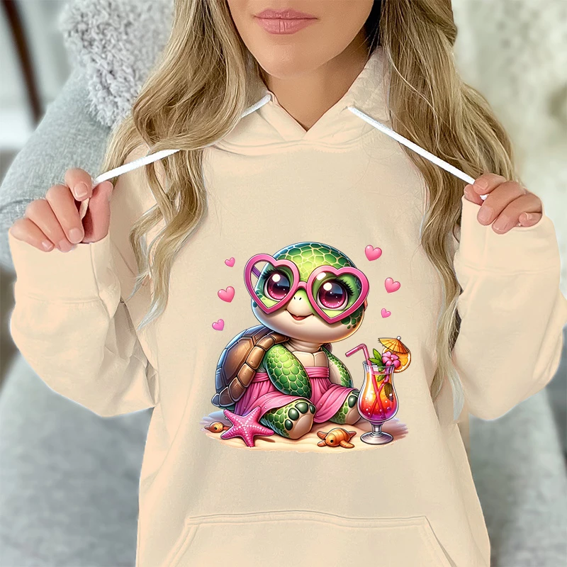 

Watercolor Vacation Turtle Sweatshirts Women Spring Loose Clothes Cartoon Graphic Animal Hoodie Kawaii Turtle Hoody Sudaderas