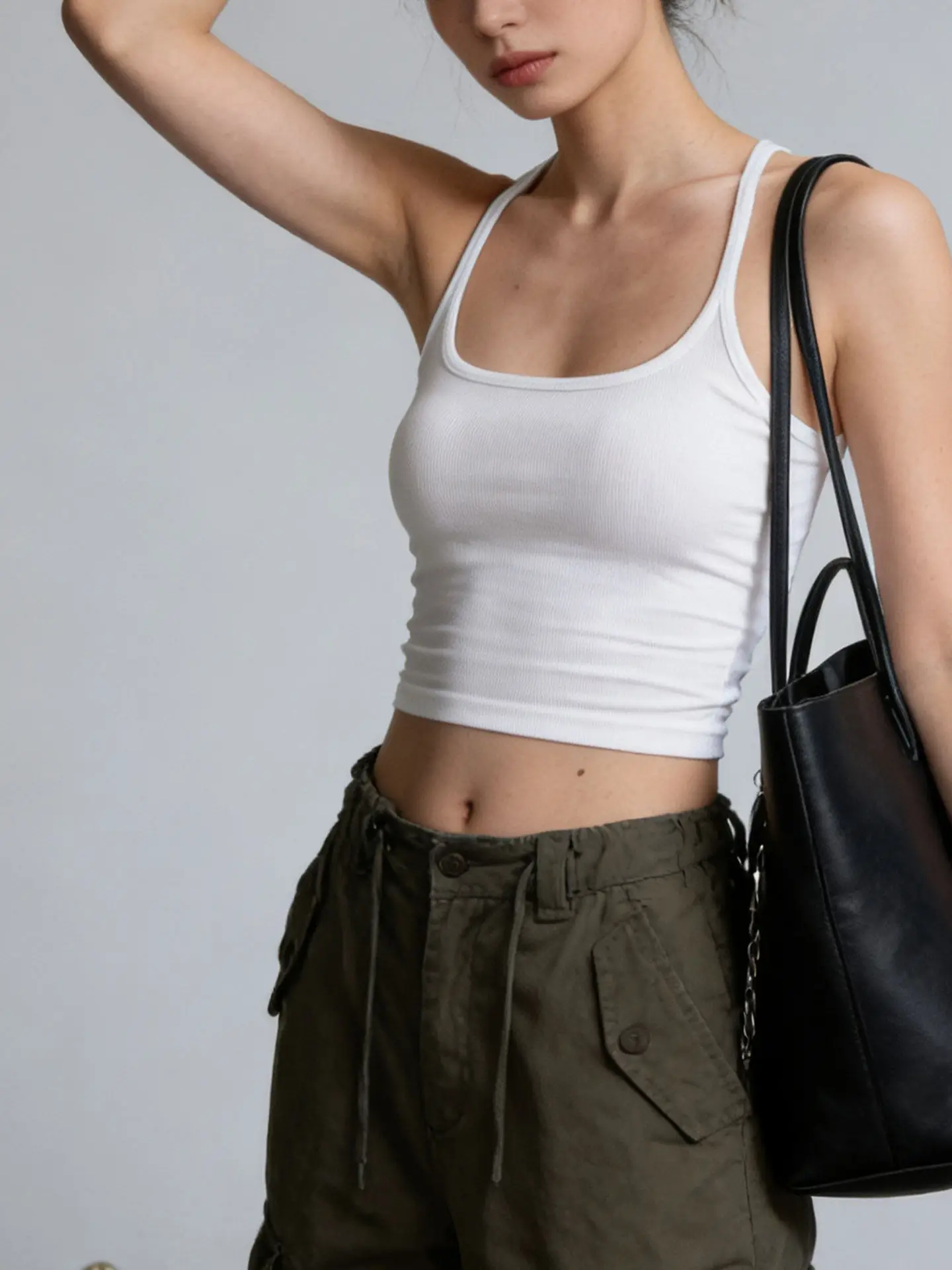 Women's Small Strap Vest Summer Outerwear Beautiful Back Bra Integrated Bottom Shirt Polyester Fiber U-neckline Regular Length