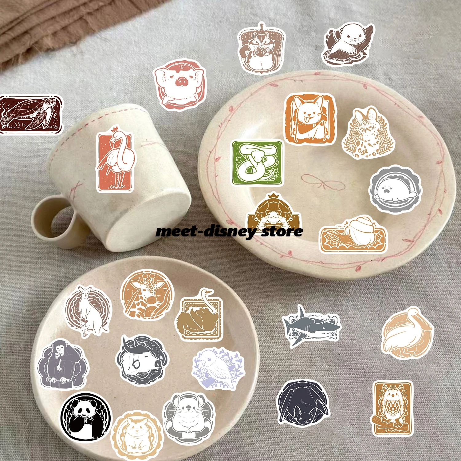 50PCS Sticker Small Animal Postmark Nostalgia Motorcycle Streetwear Phone Suitcase Cartoon Coffee Bar Home Luggage Sticker
