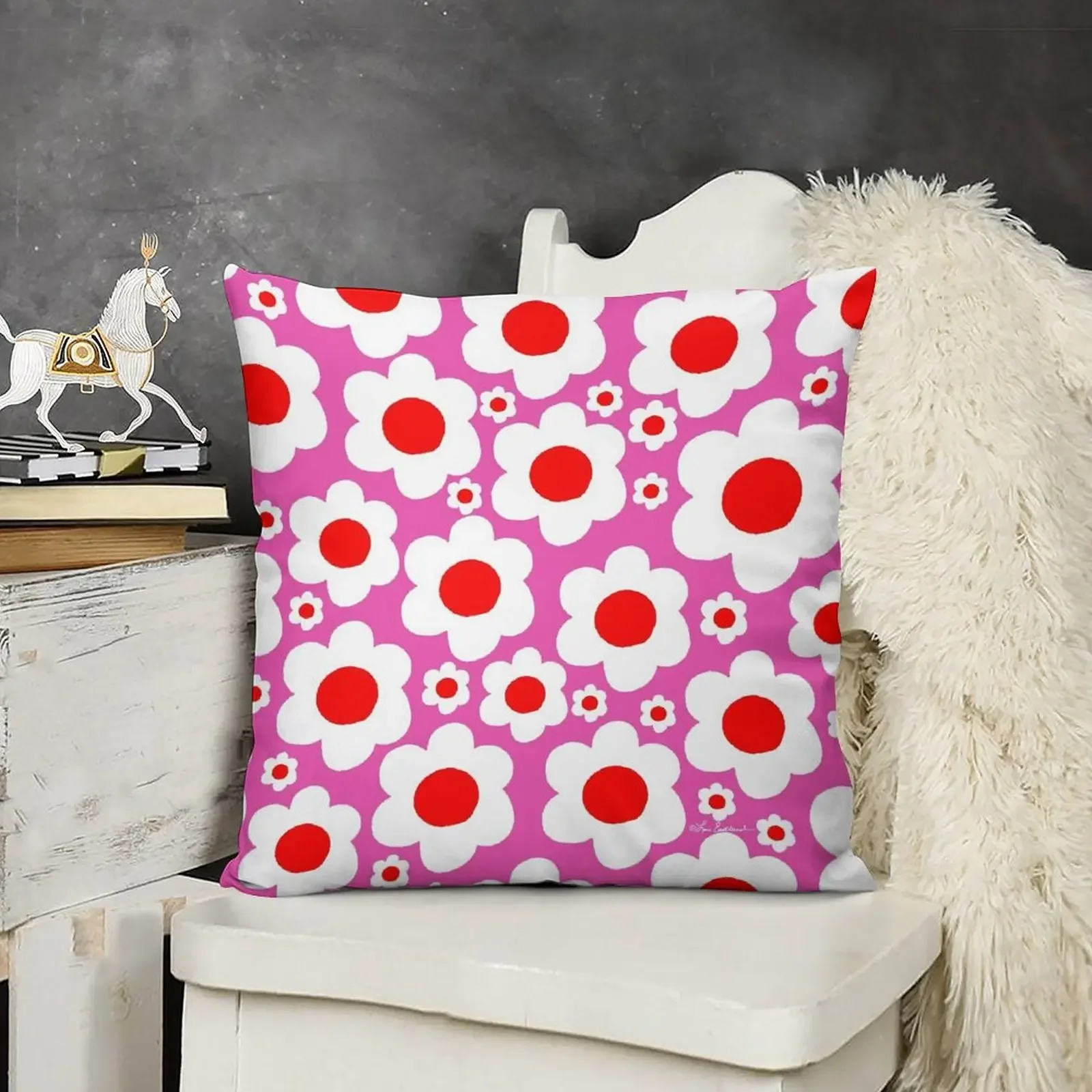 Retro 60's Bright Pop Flowers Throw Pillow Pillowcases Bed Cushions Embroidered Cushion Cover luxury sofa pillows pillow