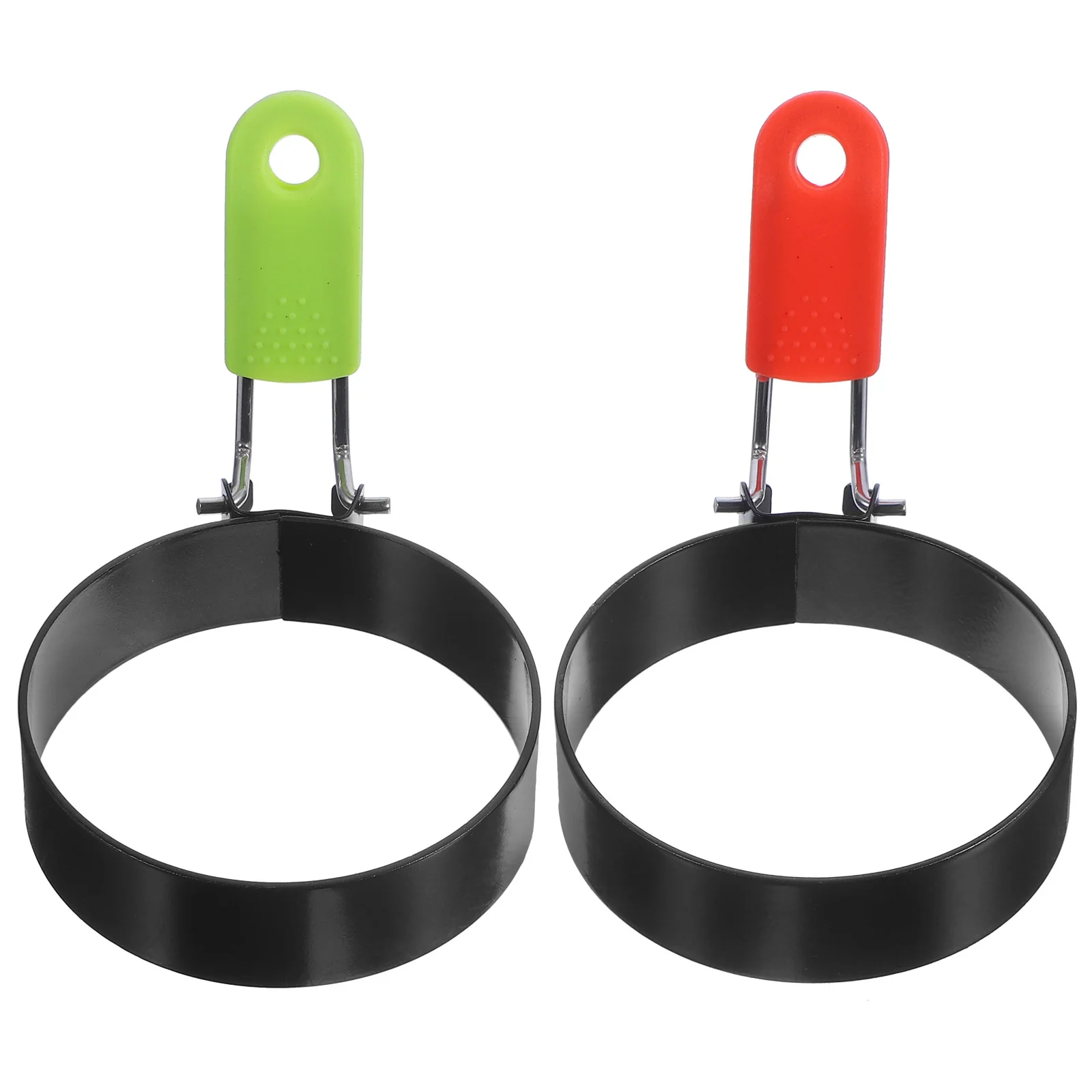 

2 Pcs Pancake Molds Egg Round Rings DIY Frying Cooker Black Stainless Steel Cooking