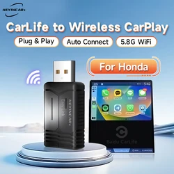Mini Baidu CarLife HEYINCAR Wired To Wireless CarPlay Wireless Adapter WiFi Bluetooth Auto Connection Smart Box Plug and Play