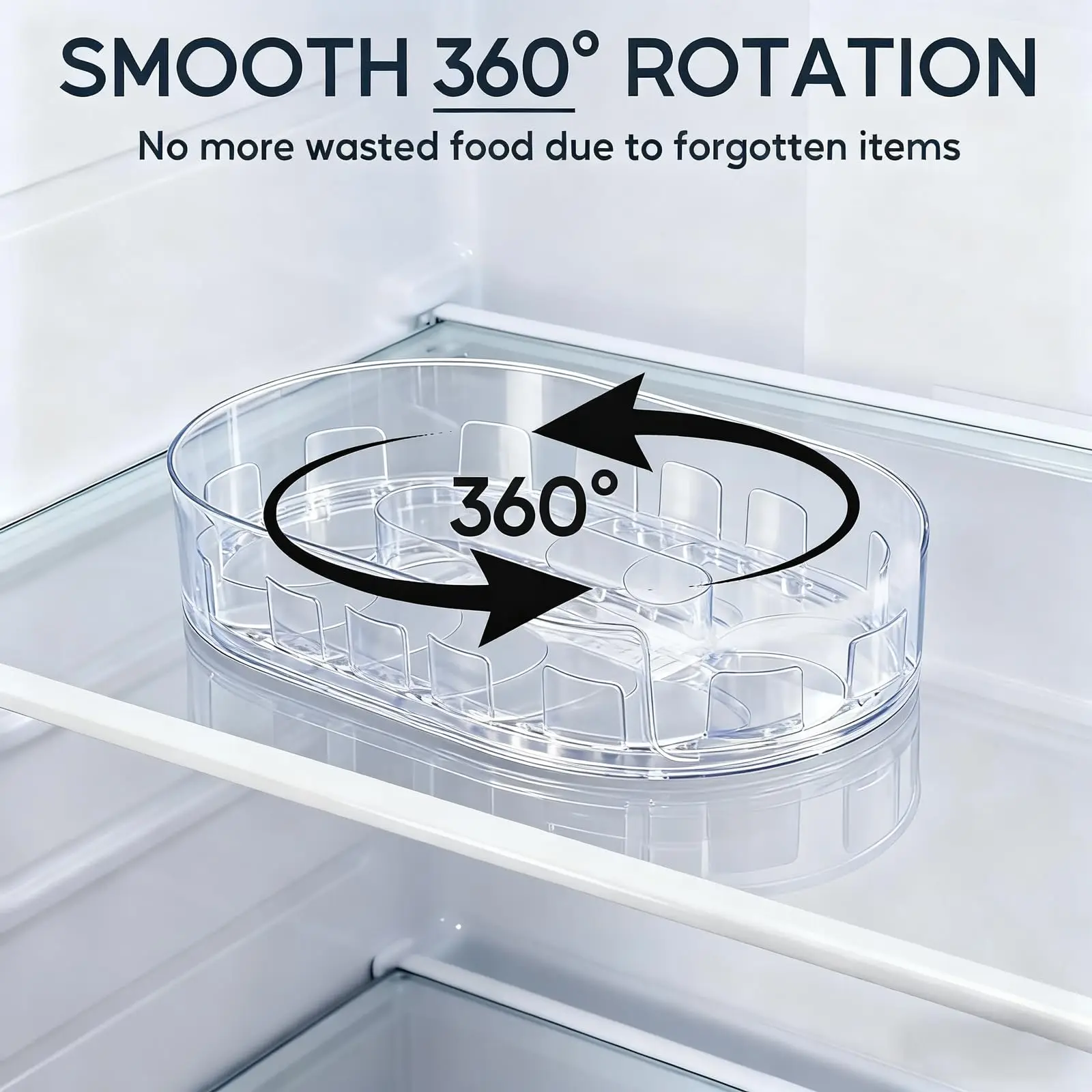 Rotating Fridge Organizer Tray, 360° Turntable for Condiment and Beverage Bottles, Refrigerator Lazy Susan for Jars and Cans