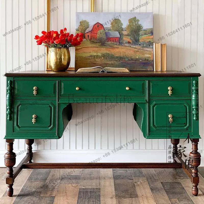 French Vintage Desk Bedroom Villa Dresser Computer Desk American Customizable