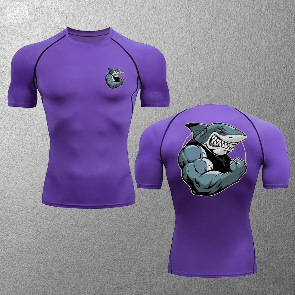 قميص ضغط مرن للرجال ، تي شيرت ضيق جيد التهوية ، ملابس رياضية سريعة الجفاف ، توب جري ، كاجوال ، الصيف ، ، ، ، من من