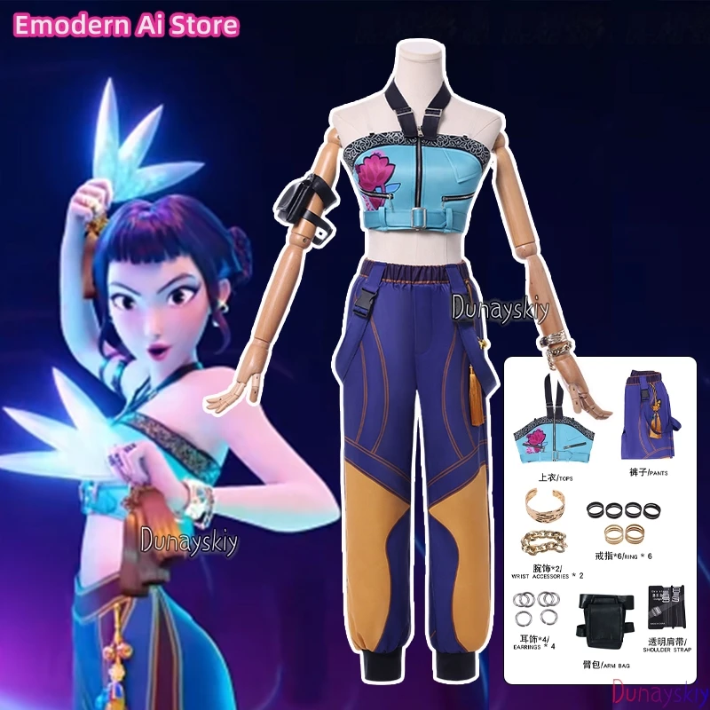 

Cosplay Hunters Superstar Zoe Costume Singing on Stage Y2K Girl Group Suit Halloween Party Comic Suit for Adult Women Outfit