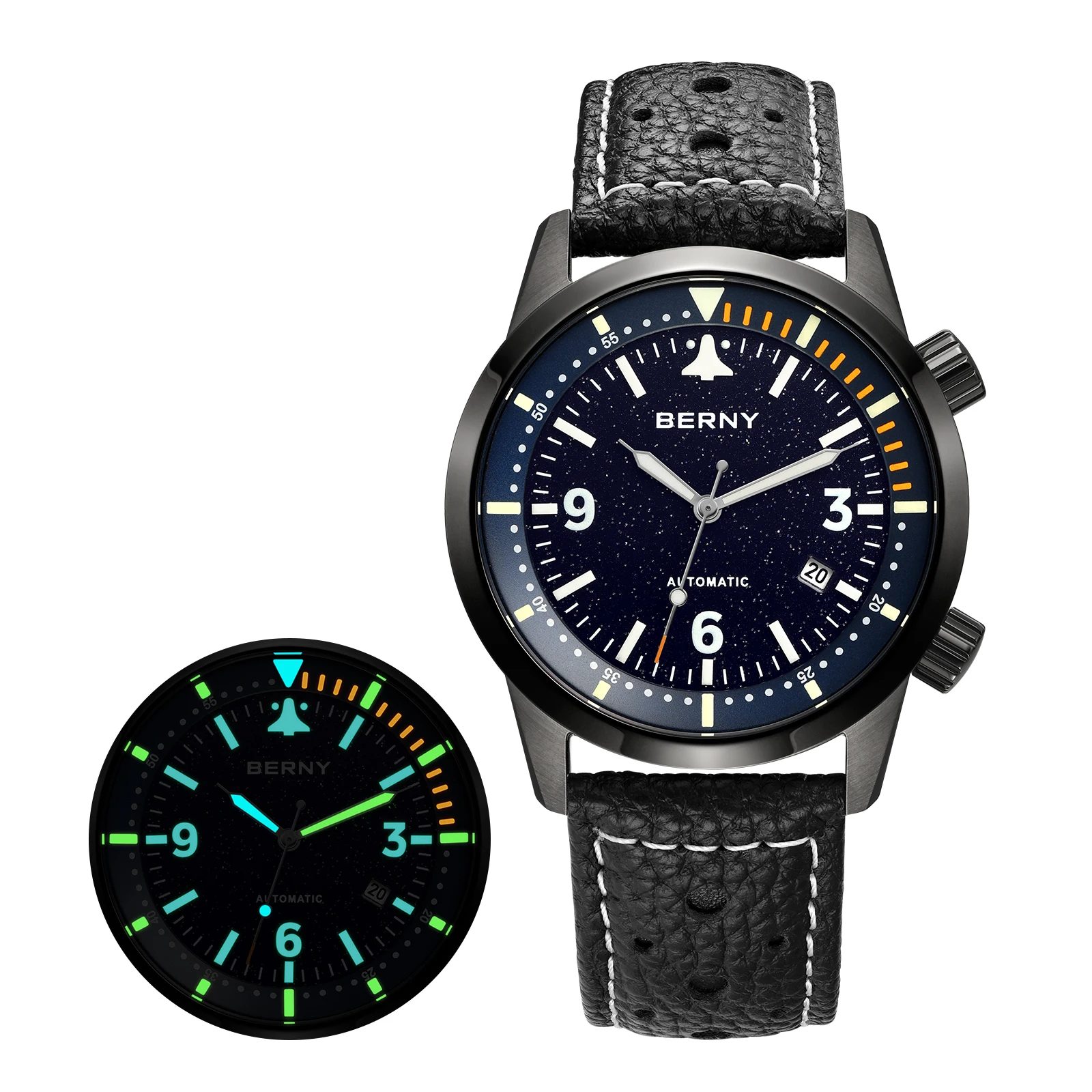 BERNY Automatische Herrenuhren, Top-Qualität, 20 ATM, 316L, leuchtender Saphir, AR-Beschichtung, Original ST1612, luxuriöse, modische Herren-Armbanduhr