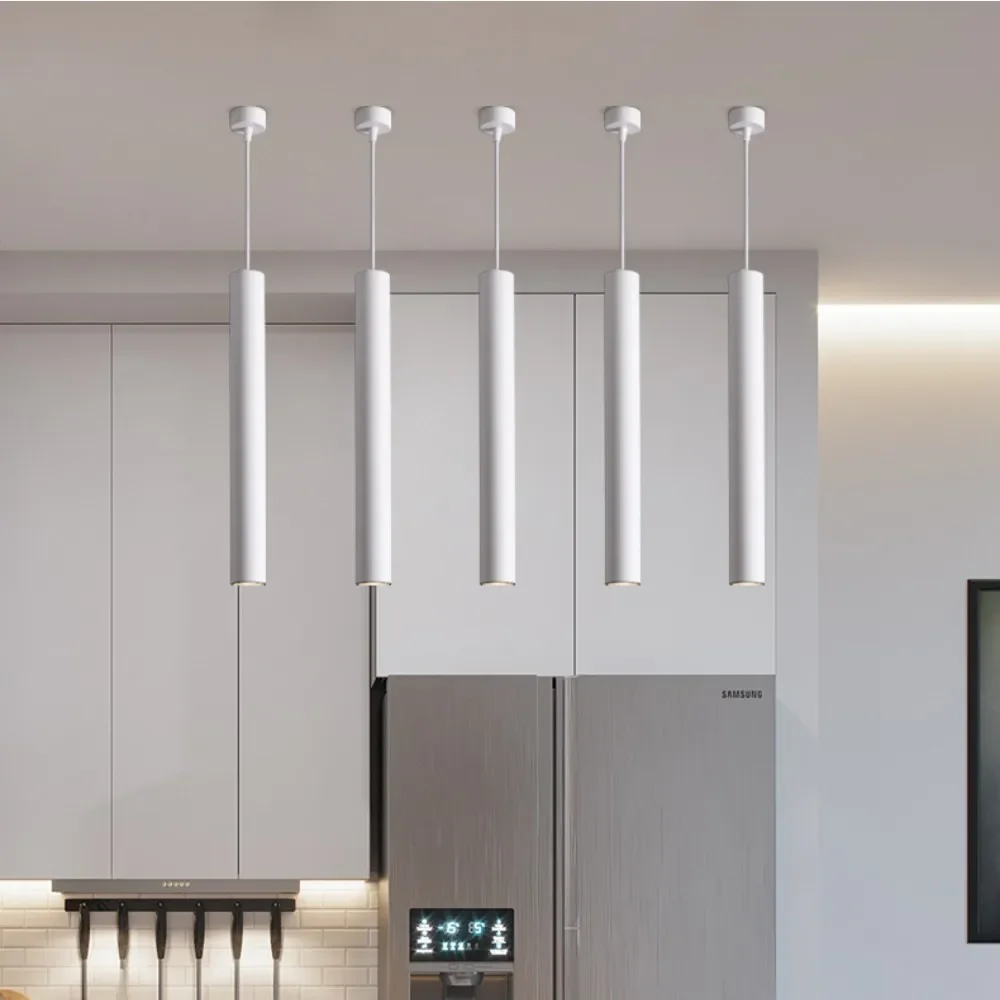 Dimmable Cilindro LED Luzes Pingente, Lâmpadas De Tubo Longo, Lâmpada Pingente De Cabo, Iluminação De Parede De Fundo, Sala De Jantar, Loja E