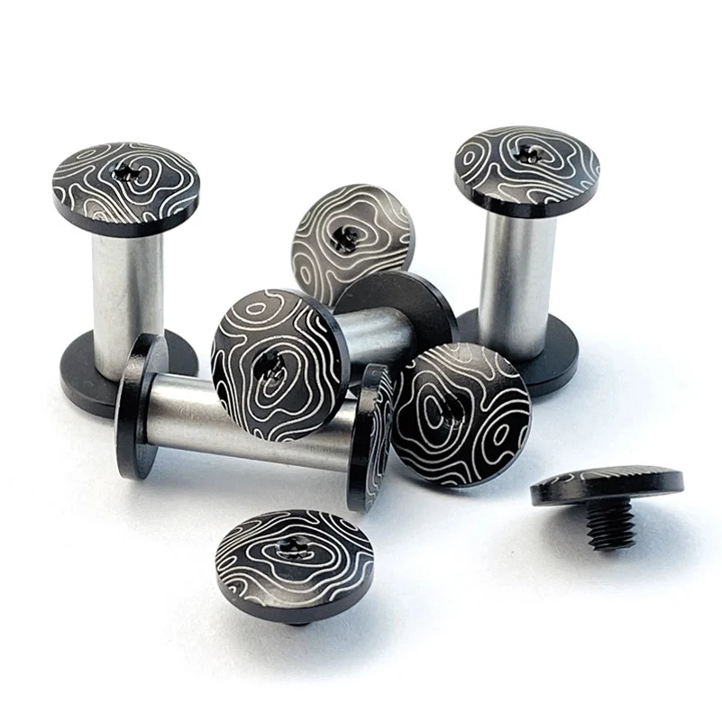 

12 Sets/lot Fits for 6MM Hole Damascus Pattern Stainless Steel Knife Handle Make Povet Screw Set Pair Lock Rivet Spindle Nail