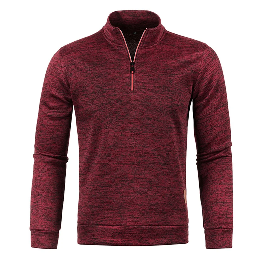 Männer Pullover männer Dicker Sweatshirts Halb Zipper Pullover für Männliche Hoody Mann Sweatshir Herbst Einfarbig Rollkragen Pullover – Detail 8