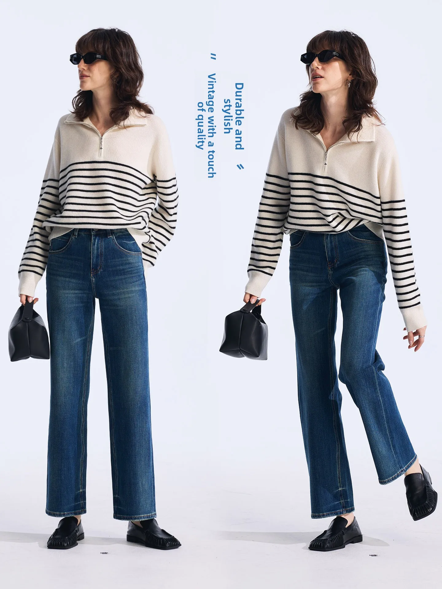 

Джинсы Rightcell Retro Denim с высокой талией, прямые, женские, модные, хлопковые, на пуговицах, для повседневной носки, на все сезоны, стройнящие