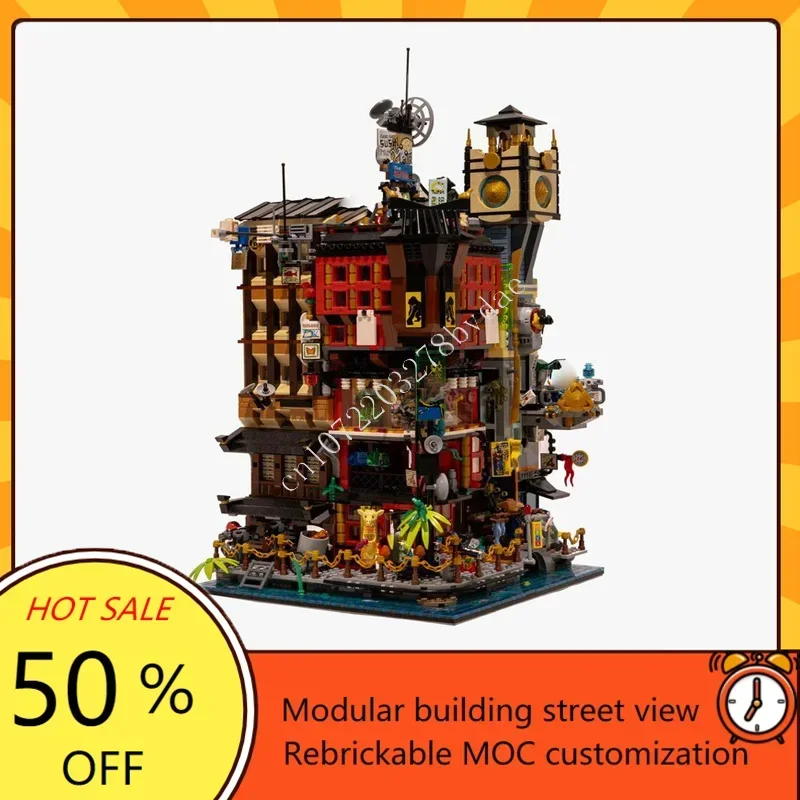 

3805 шт., Moongate Tower, модульная MOC, креативный вид на улицу, головоломка на заказ, архитектура, сделай сам, образовательная сборка, игрушка на день рождения, подарок