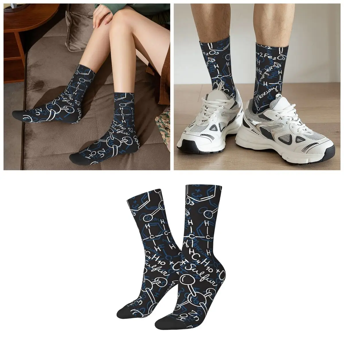 Scientific With Chemistry Formulas Socks Harajuku Super Soft Stockings All Season Long Socks for Man Woman Valentine's Day Gifts