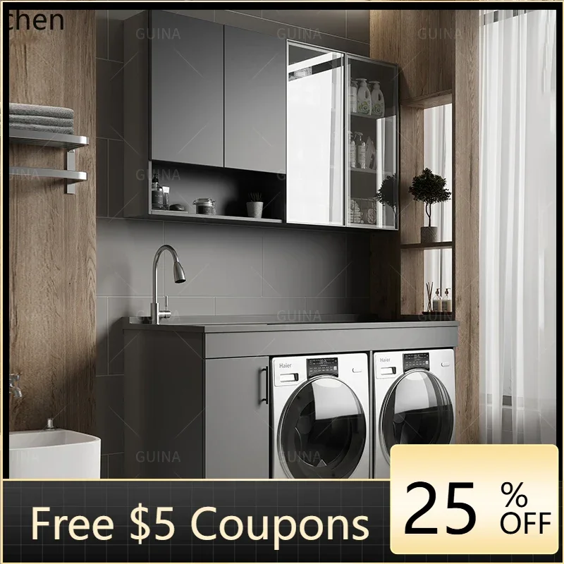 

ii Double Washing Machine Cabinet Washbasin Integrated Balcony Dryer Paint Stainless Steel Bathroom Cabinet Laundry Cabinet