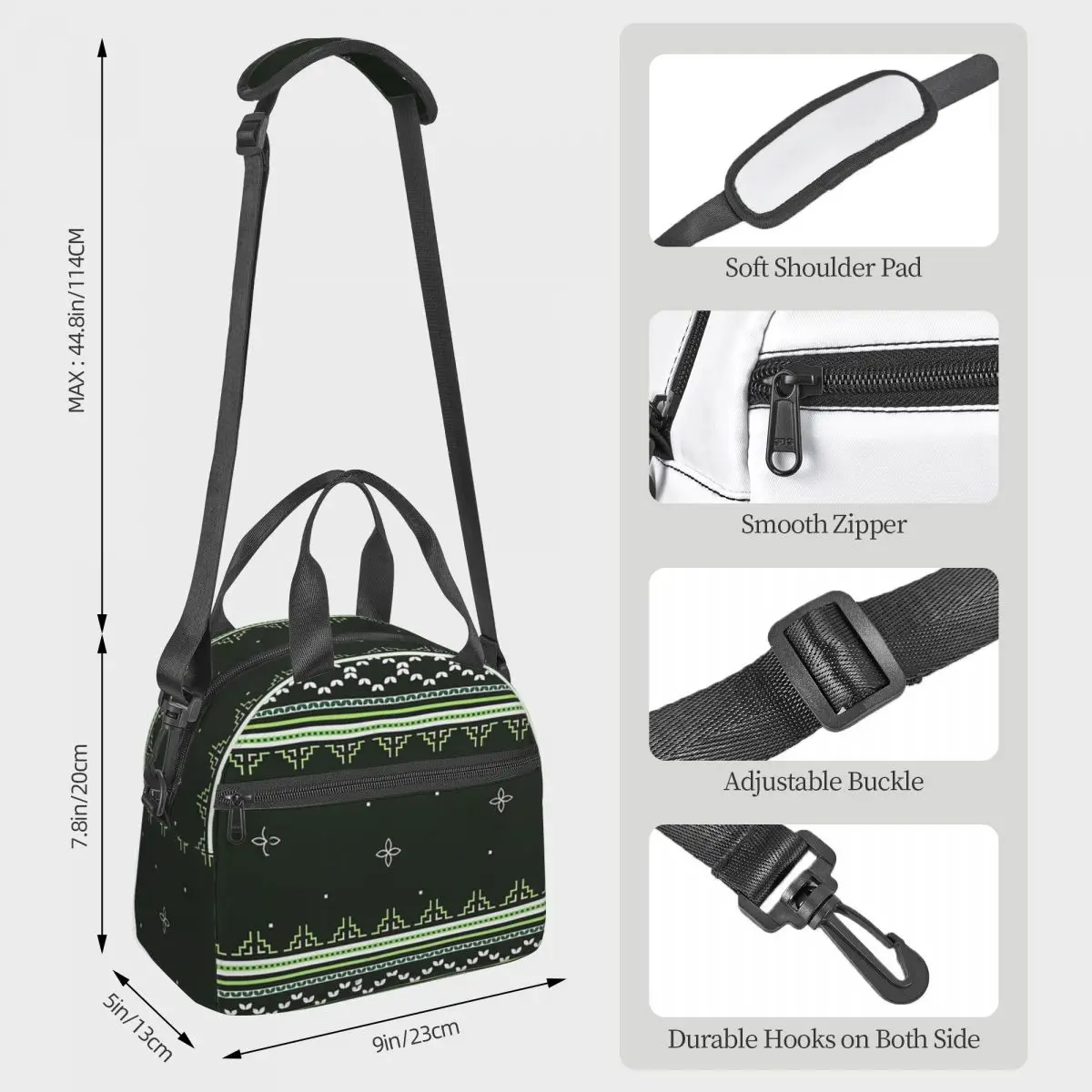Green Hmong Winter Wonderland Insulated Lunch Bag for Women Office Cooler Thermal Box Tote Portable Lunch Boxes