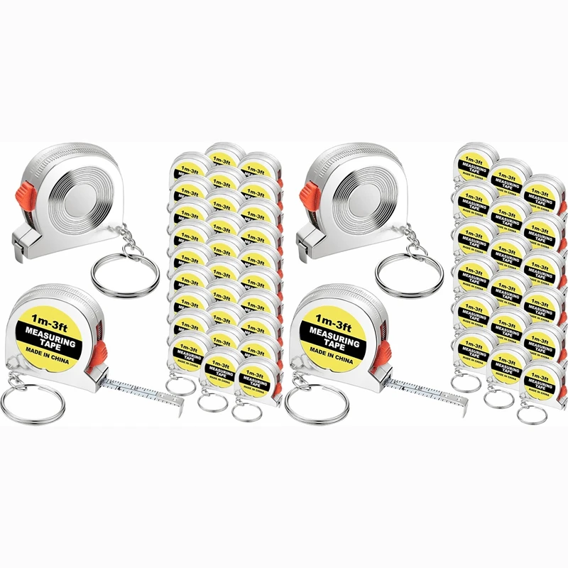 Tape Measure Keychains Functional Retractable Measuring Tape Keychains With Slide Lock For Construction Party,1M/3FT