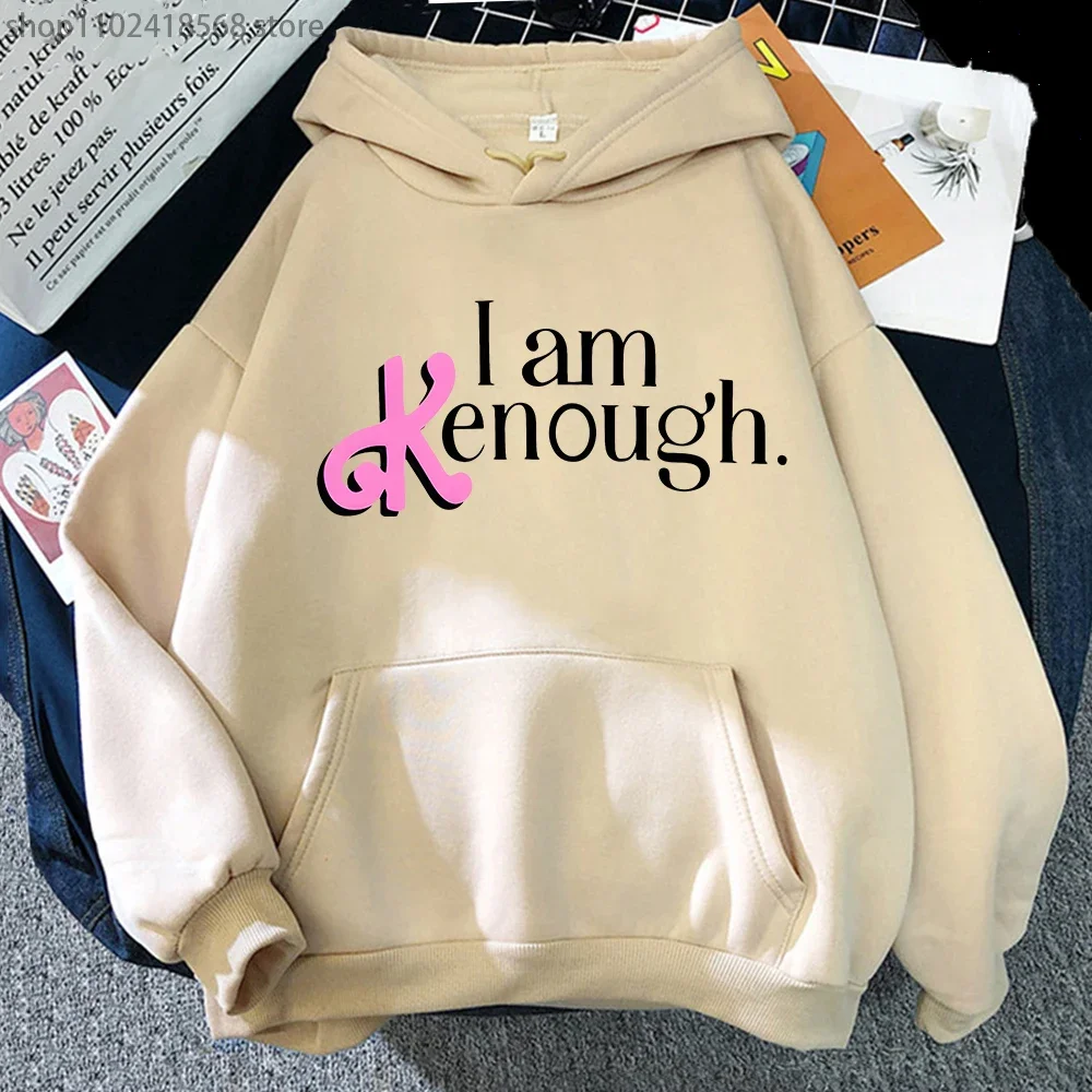 

I Am Kenough Hoodies Barbenheimer Hot Pink Barbie Sweatshirt Men Casual Y2k Clothes High Street Streetwear Women Fleece pullover