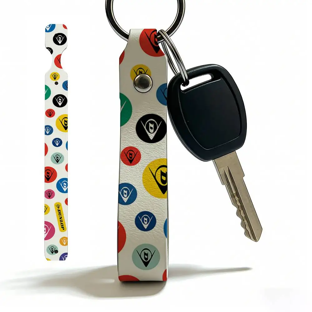 For Dunlop Soft PU Leather Motorcycle Keychain Lightweight Key Holder For Scooter Racing