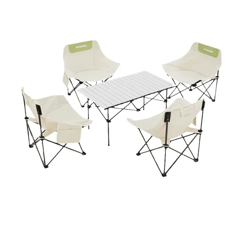 

Outdoor Camping Table and Chairs Portable Folding Roll Table Balcony Moon Chair