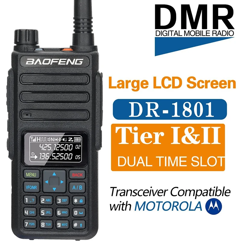 

Original Baofeng DR-1801 Dual Band DMR Digital/Analog Walkie Talkie Tier 1&2 tier II Dual Time Slot Upgrade Of DM-1801 Radio