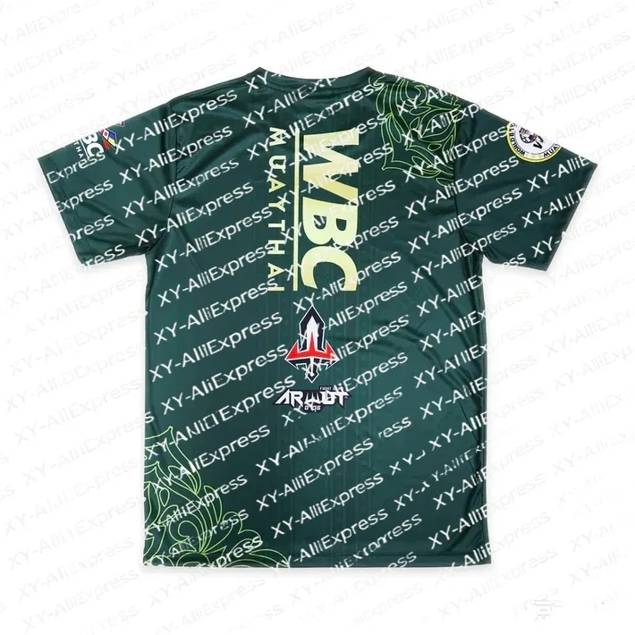 Dark Green Thai Ornament Muay Thai Themed Short Sleeve Tee, Breathable Quick-Dry Perfect for Daily Muay Thai Technique Training