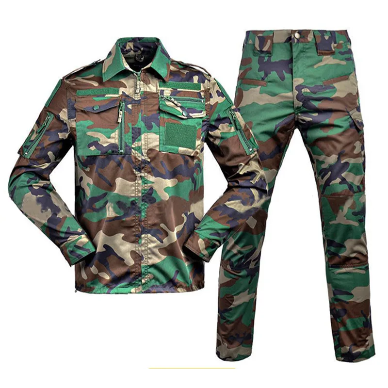 Tactical Camo Uniform BDU Shirt Pants SetOutdoor HuntingTraining Hiking Clothes Airsoft Sniper Clothing Combat Ghillie Suit