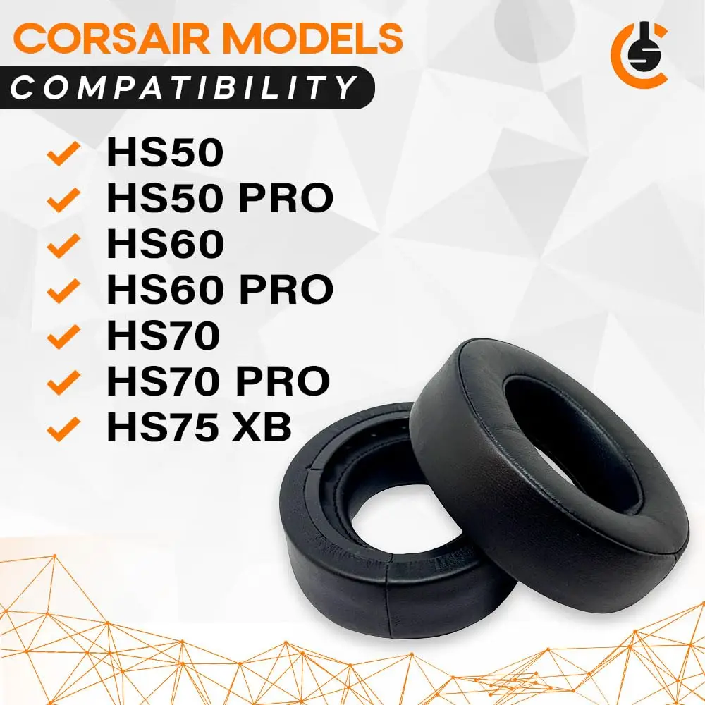 Replacement Ear Pad Cushions for Corsair HS50/PRO HS60/PRO HS70/PRO HS75 XB Gaming Headphones Memory Foam and Protein Leather