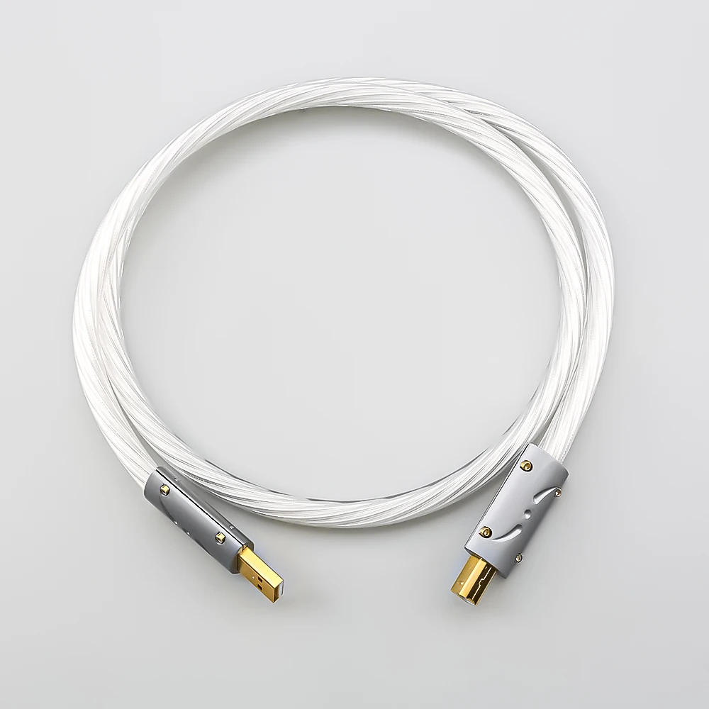 Hifi Top quality Silver Plated+ Viborg USB Cable High Quality Type A to Type B Hifi Data Cable For DAC