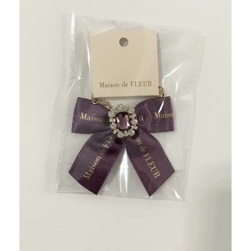 Y2k Lolita Bag Pendant Decor Accessories Imitation Pearl Bow Key Ring Ribbon Rhinestones Keychain Cute Accessary