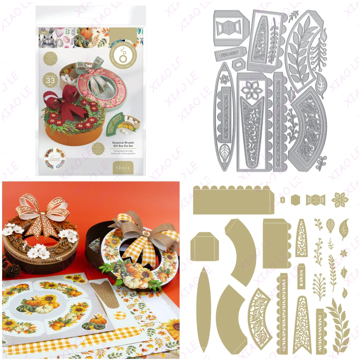 

2025 New Seasonal Wreath Gift Box Die Set Metal Die Cutting Dies For DIY Scrapbooking Album Decorative Embossing
