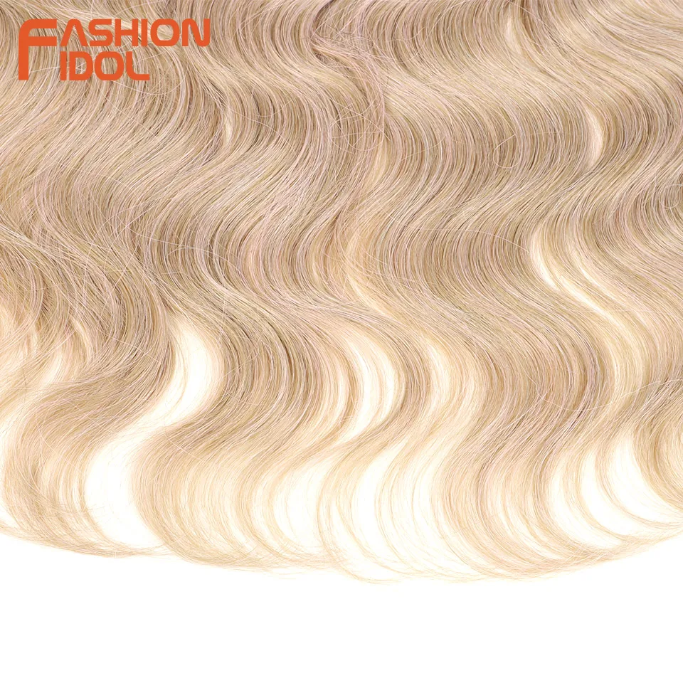 FASHION IDOL Body Wave Crochet Hair 24 Inch Soft Long Synthetic Hair Braids Ponytail Extensions Ombre Blue Green Hair Extensions