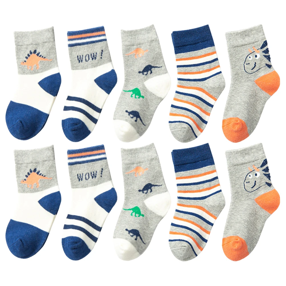 

5 Pairs Baby Dinosaur Breathable Elastic Toddler Baby Kids Short Socks for Boys Breathable Socks Spring Summer