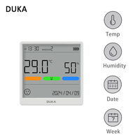 DUKA Atuman Electronic Temperature Humidity Sensor Meter THSE Rechargeable Mini Digital Clock LCD Screen Thermometer Hygrometer