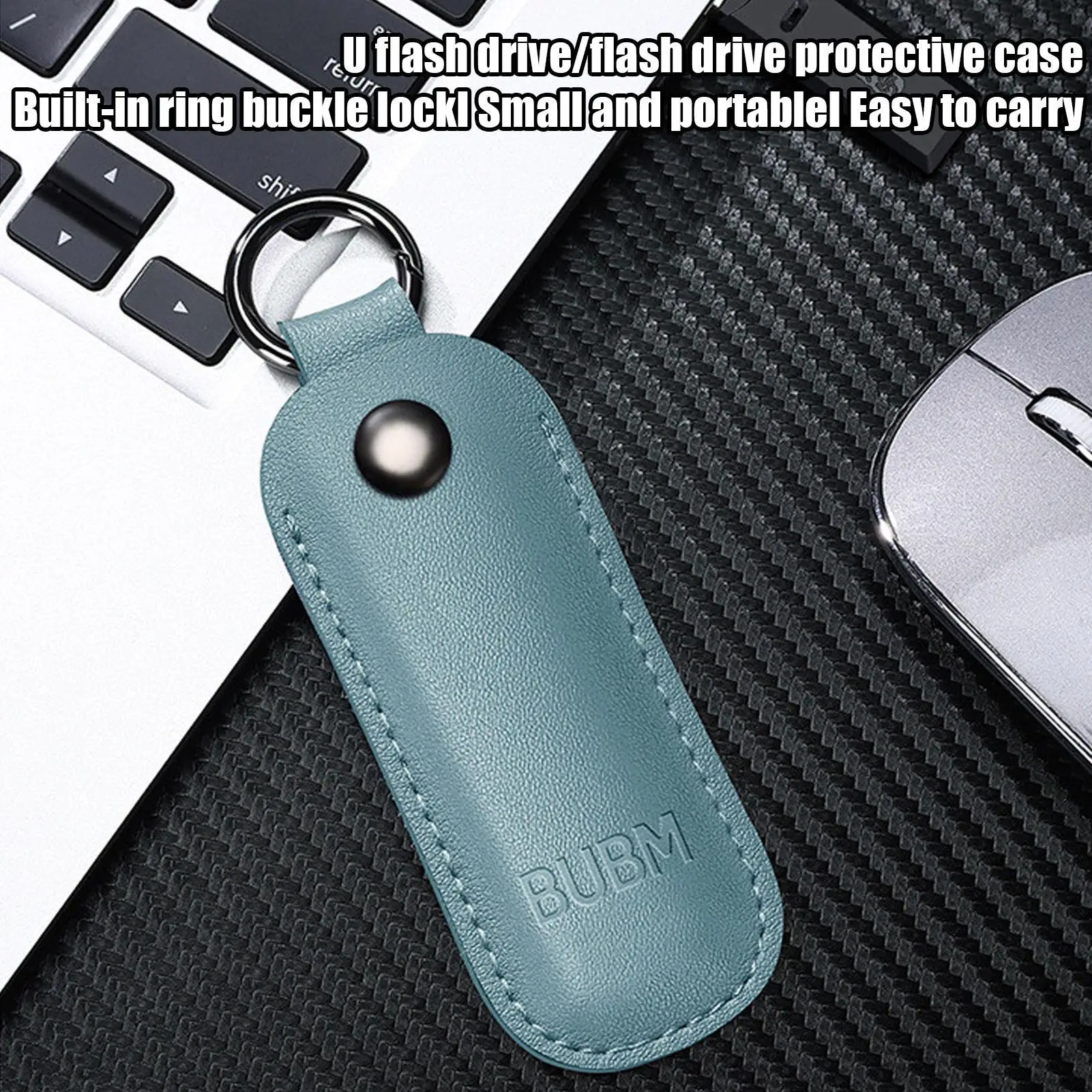 Capa Protetora de Couro para Pen Drive Anti-Perda, Bolsa de Armazenamento para Pen Drive USB, Suporte para Chaveiro, Acessórios Digitais