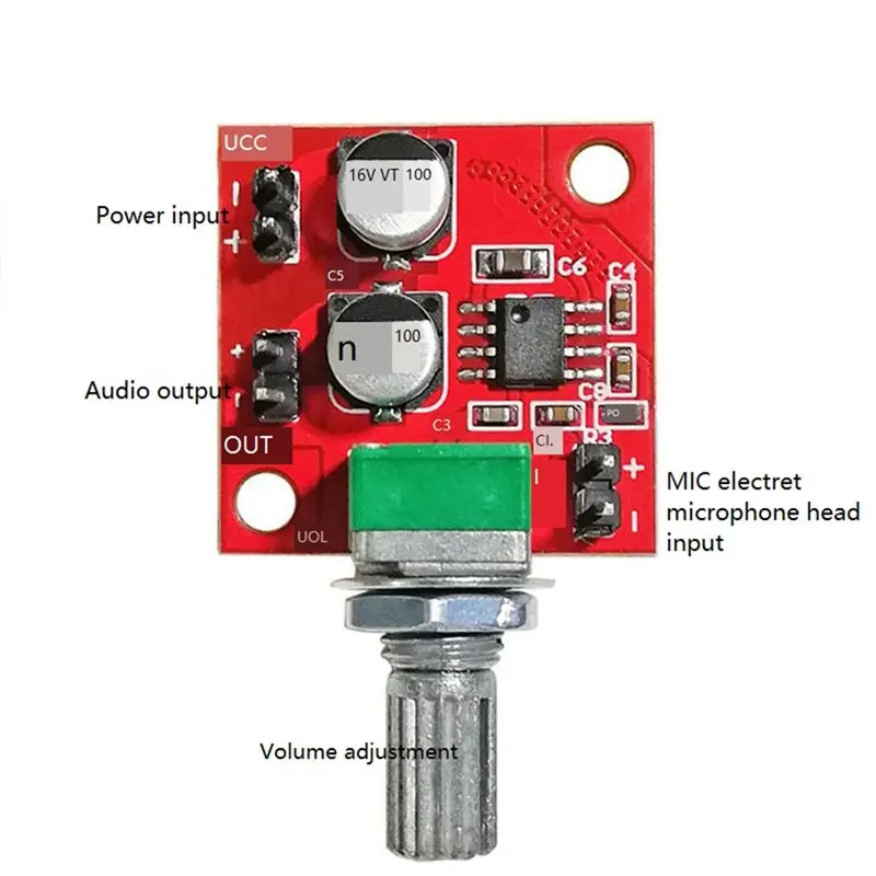 -[A51I Digital]LM386 Electret Microphone Amplifier Board DC 4-12V Mini Audio Preamp Module Low Noise With Potentiometer Amp