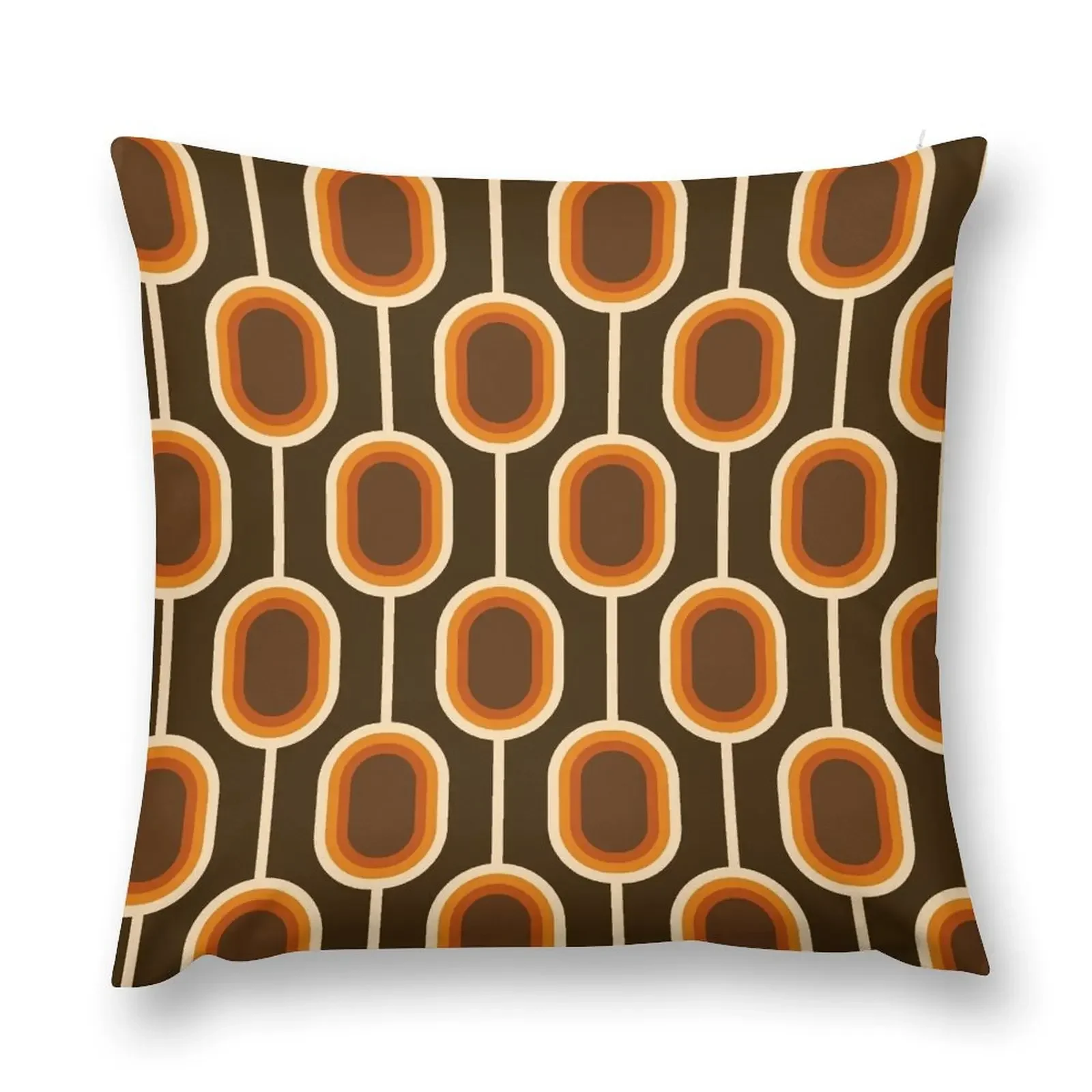 70s Pattern Orange and Brown Connected Nodes Throw Pillow Decorative Cushion Cover Sofa Cushions pillow pillowcase pillow